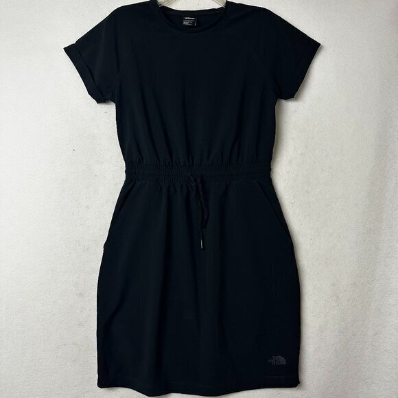 THE‎ NORTH FACE Never Stop Wearing DRESS Small Short Sleeve Black upf 50 elastic - Picture 1 of 7